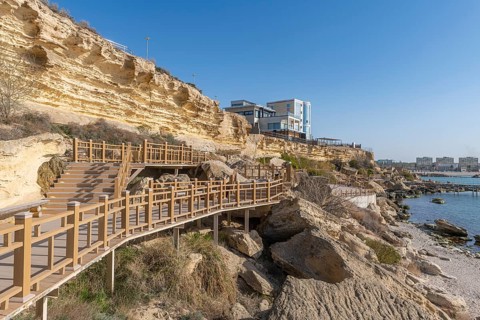Aktau sandstone cliffs and promenade