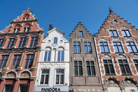 Historic townhouses with stepped gables in the old town of Bruges
