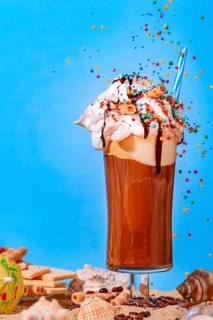 Iced coffee with whipped cream