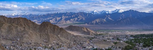 Panorama from Tsenmo Hill over Leh and the Indus Valley