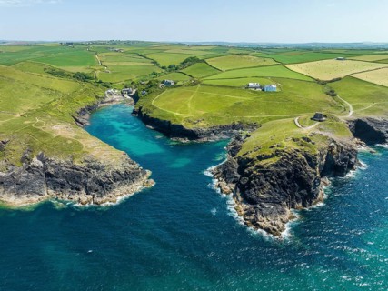 Aerial view of the hamlet of Port Quin near Port Isaac