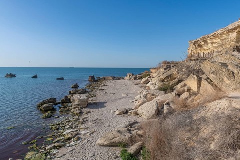 Aktau sandstone cliffs and promenade