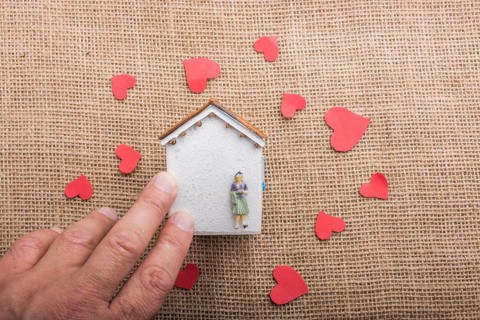 Valentine's day wording on torn paper as Love concept