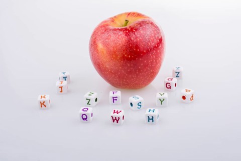 Back to school theme with a red apple