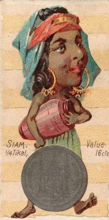 Coins from different countries with symbolic persons