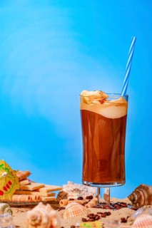 Iced coffee with straw
