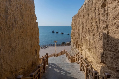 Aktau sandstone cliffs and promenade