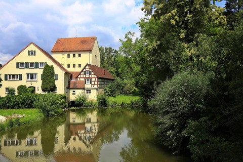 The town mill is a sight in the historic centre of the old town. Feuchtwangen