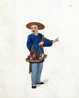 A Chinese Street Vendor Selling Incense Sticks and Incense Powder