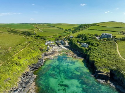 Aerial view of the hamlet of Port Quin near Port Isaac