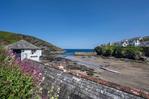 The slipway from the fishing harbour and the harbour entrance in Port Isaac
