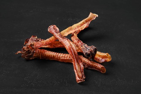 Natural dried treats for dogs. Dried trachea for rewarding dogs