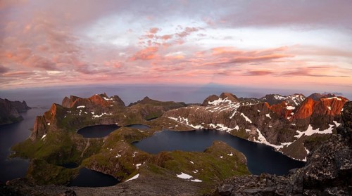 View over mountain tops and sea