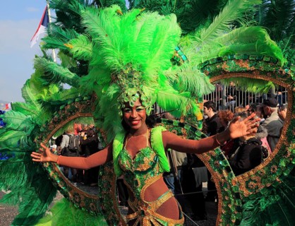 Dancers in the street parade in Menton