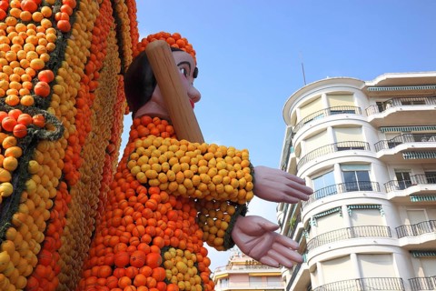 Sculptures made of citrus fruits
