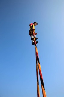 Stilt walkers in the street parade in Menton