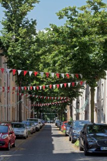 Street with garland of flags