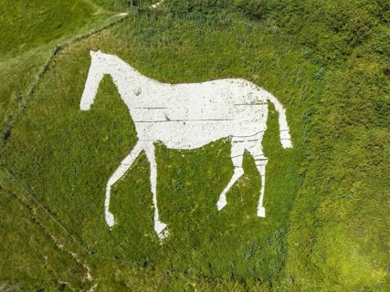 Aerial view of Litlington White Horse