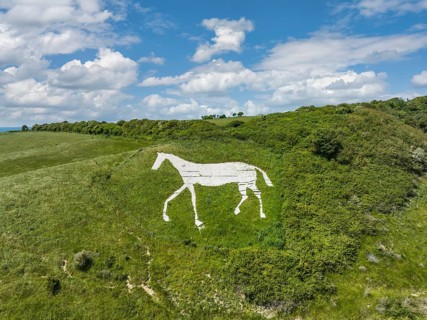 Aerial view of Litlington White Horse