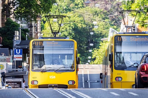 Light rail of the SSB over hill and dale
