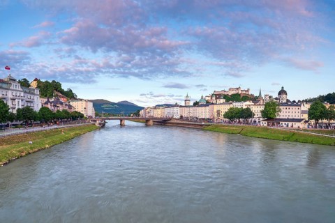 Old Town of Salzburg at sunset