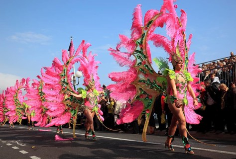 Samba dancers in the street parade in Menton