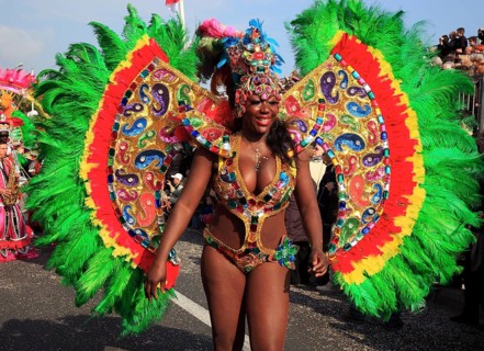 Dancers in the street parade in Menton