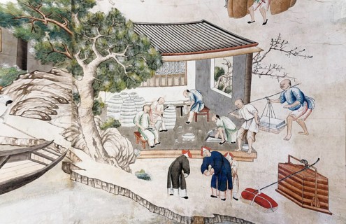 Detail of Chinese wallpaper from the artisan life of the Chinese