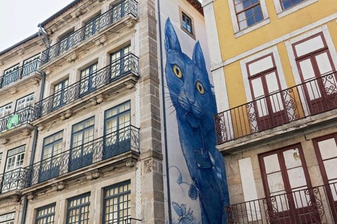 Mural blue cat