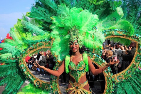 Dancers in the street parade in Menton