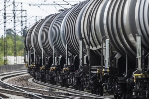 Goods train with tank wagon