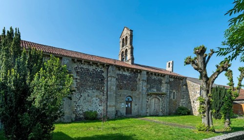 Esteil village. Church Saint Jean. Livradois-Forez Regional Nature Park. Puy de Dome department. Auvergne-Rhone-Alpes. France