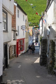 Narrow alley in the historic centre of the fishing village of Port Isaac