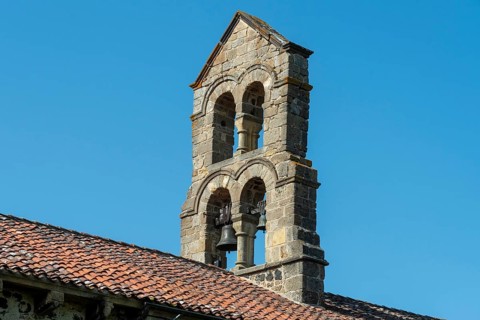 Esteil village. Church Saint Jean. Livradois-Forez Regional Nature Park. Puy de Dome department. Auvergne-Rhone-Alpes. France