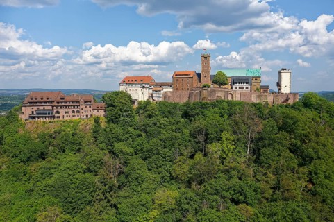 On the left Wartburg Gasthof. Hotel