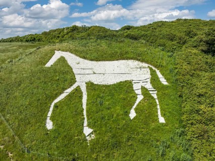 Aerial view of Litlington White Horse
