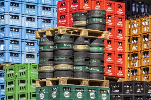Beverage crates in a beverage market