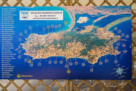 Wall chart in a restaurant shows the 36 beaches