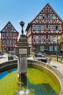 Half-timbered houses on Kornmarkt in the historic old town