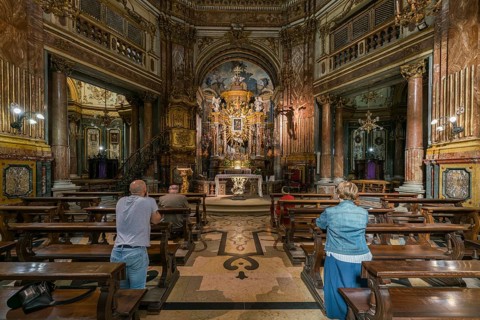 Interior with altar and icon of the Madonna