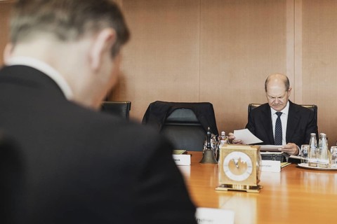 (R-L) Olaf Scholz (SPD), Federal Chancellor, and Christian Lindner (FDP), Federal Minister of