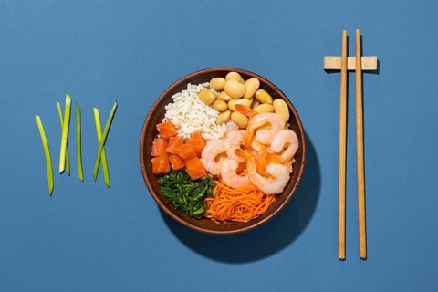 Arrangement hawaiian poke bowl