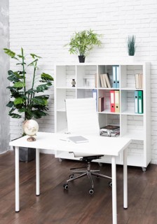 Bright modern minimalist desk