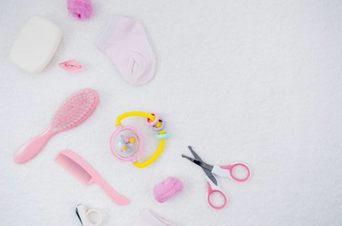 Top view bath accessories baby