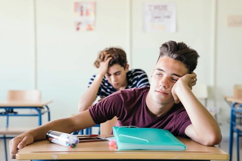 Bored sad classmates