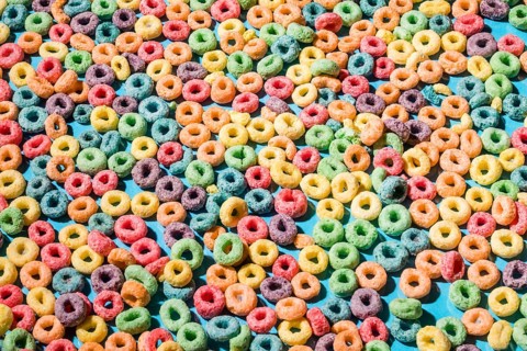 Backgrounds made with colorful cereal loop rings