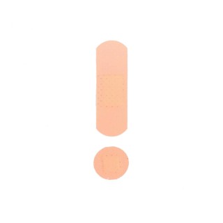 Exclamatory mark make bandage white background