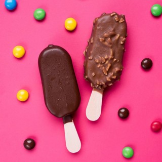 Top view chocolate ice creams candy