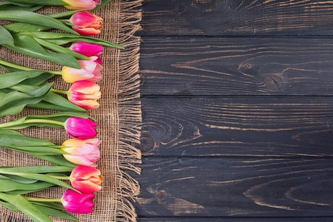 Colorful tulips row rope mat