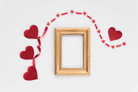 Frame near ornament hearts band